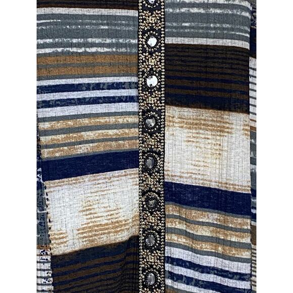 Mishca Women's Neutral Tones Tunic Length Bead Detail Top Size Small - Picture 5 of 8